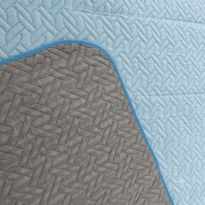 Colcha Española Doble Faz (Gris / Azul Claro) + 2 Fundas