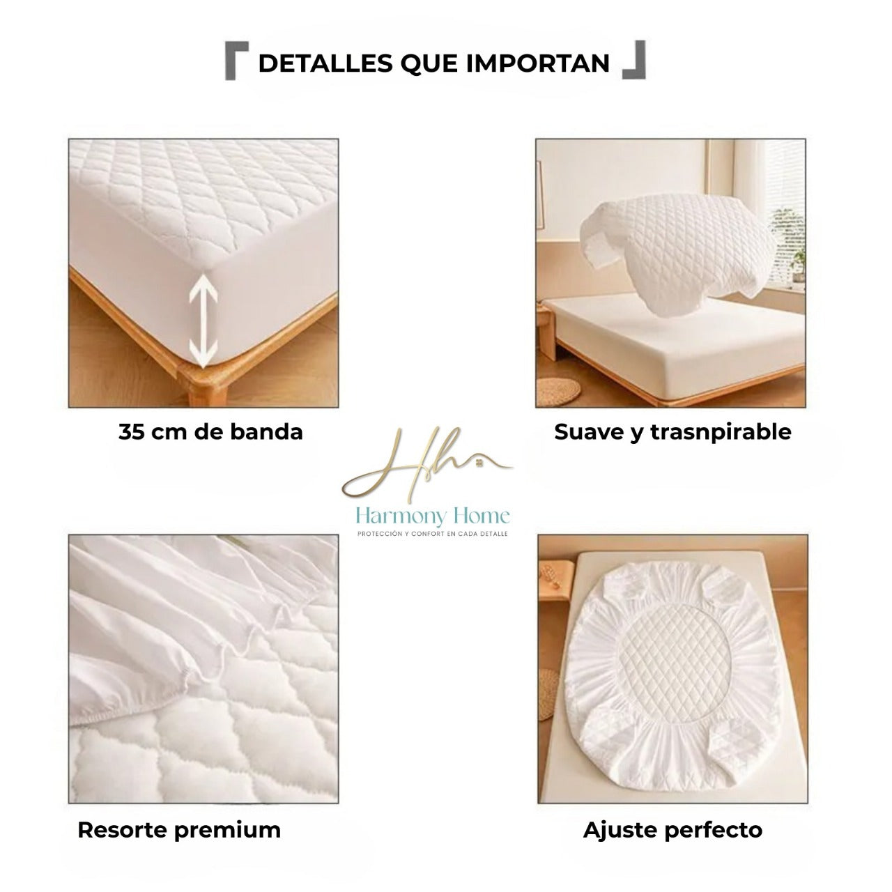 Protector de Colchón Termosellado Blanco Repelente al agua al 70%