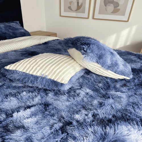 Edredón Doble Faz De 5 Piezas Color Azul-Márfil