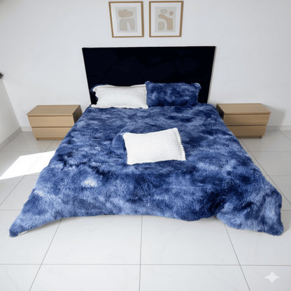 Edredón Doble Faz De 5 Piezas Color Azul-Márfil