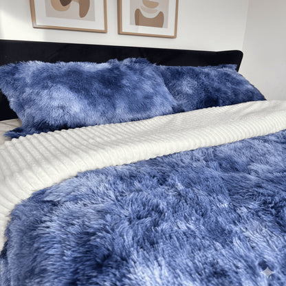 Edredón Doble Faz De 5 Piezas Color Azul-Márfil