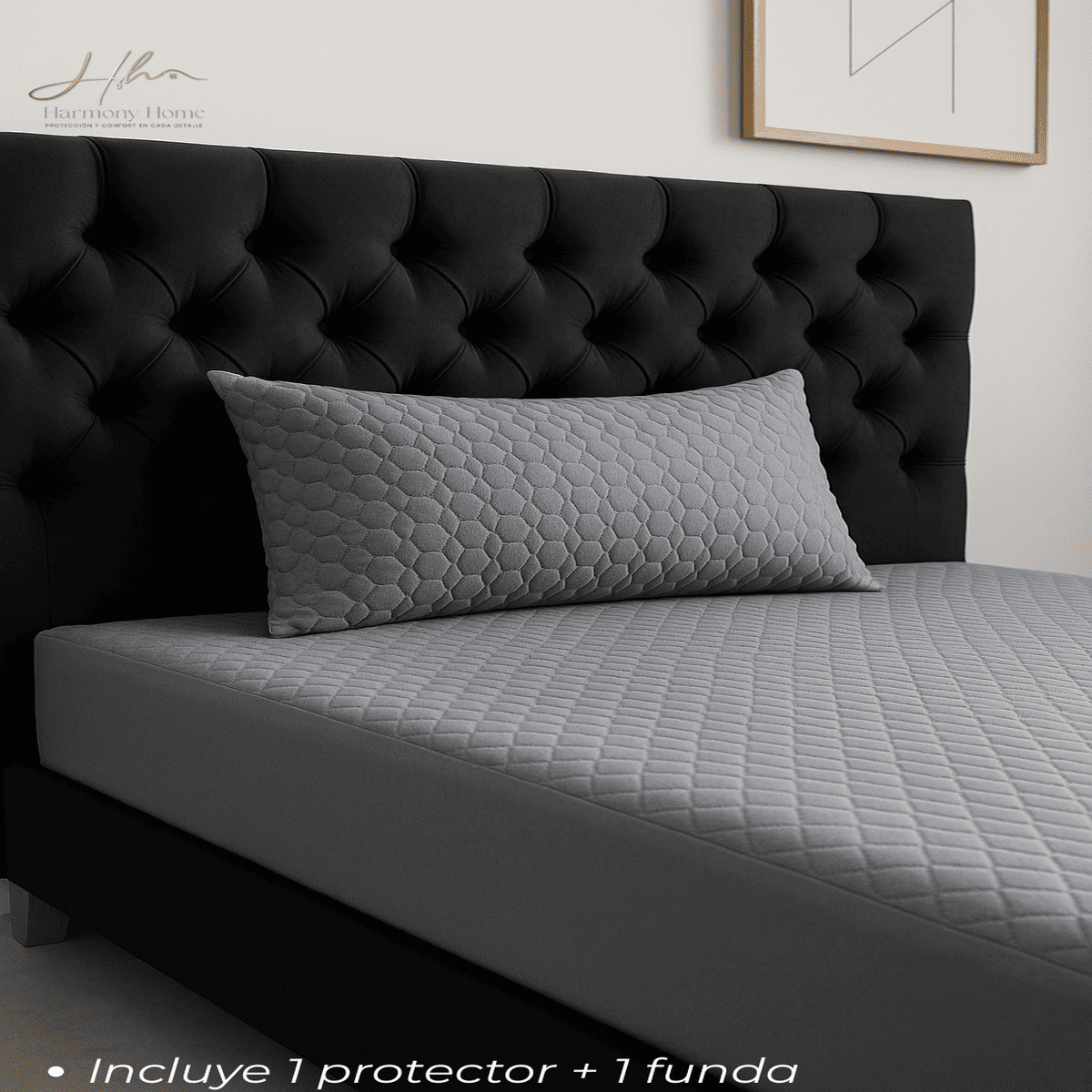 Protector con Cremallera para Colchón  + Fundas Gris