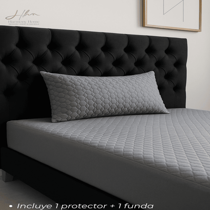 Protector con Cremallera para Colchón  + Fundas Gris