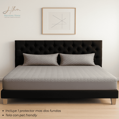 Protector con Cremallera para Colchón  + Fundas Gris