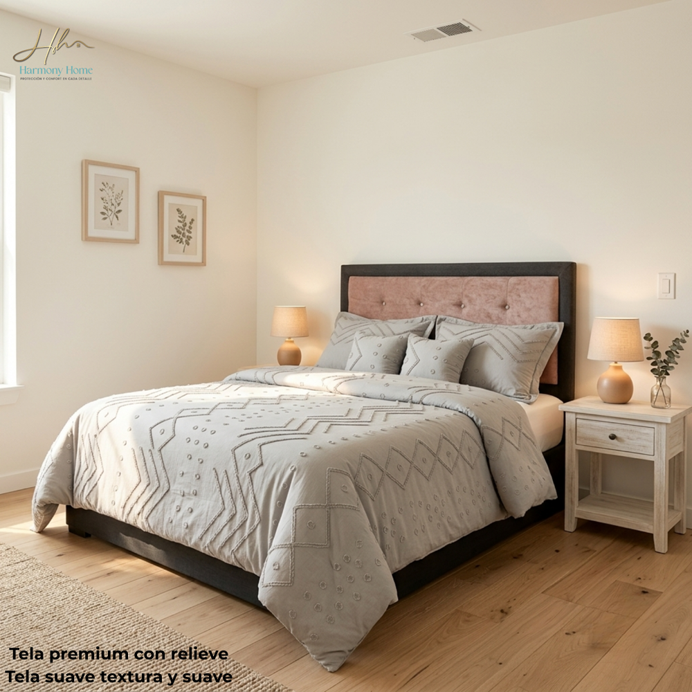 EDREDON DOBLE FAZ PREMIUM CON RELIEVE 230*230 5 PIEZAS