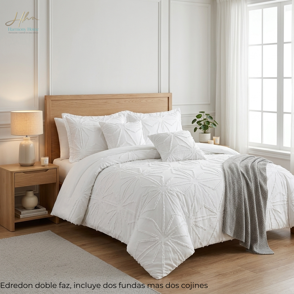 EDREDON DOBLE FAZ PREMIUM CON RELIEVE 230*230 5 PIEZAS